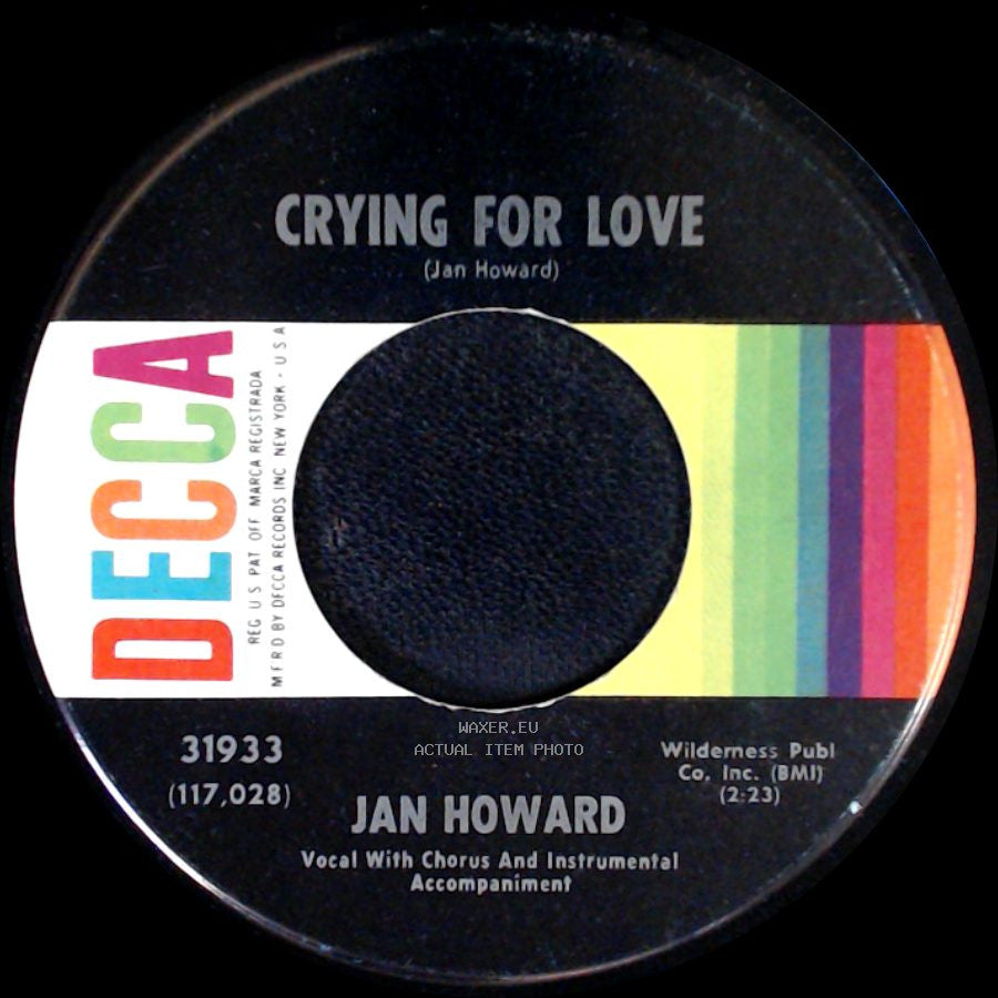 Jan Howard - Evil On Your Mind / Crying For Love side B