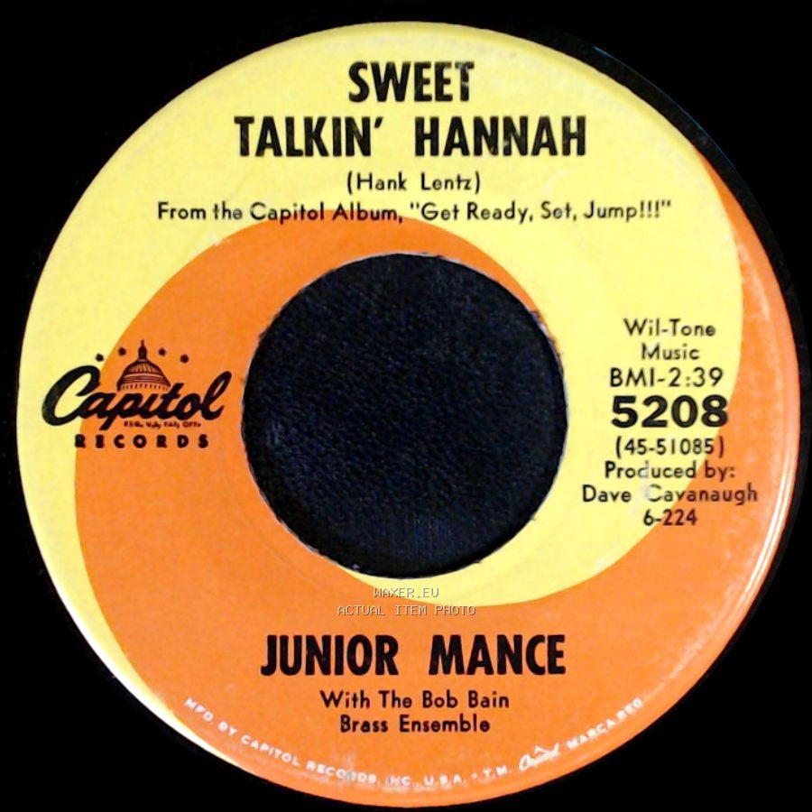 Junior Mance / Junior Mance With The Bob Bain Brass Ensemble - Running Upstairs / Sweet Talkin' Hannah side B