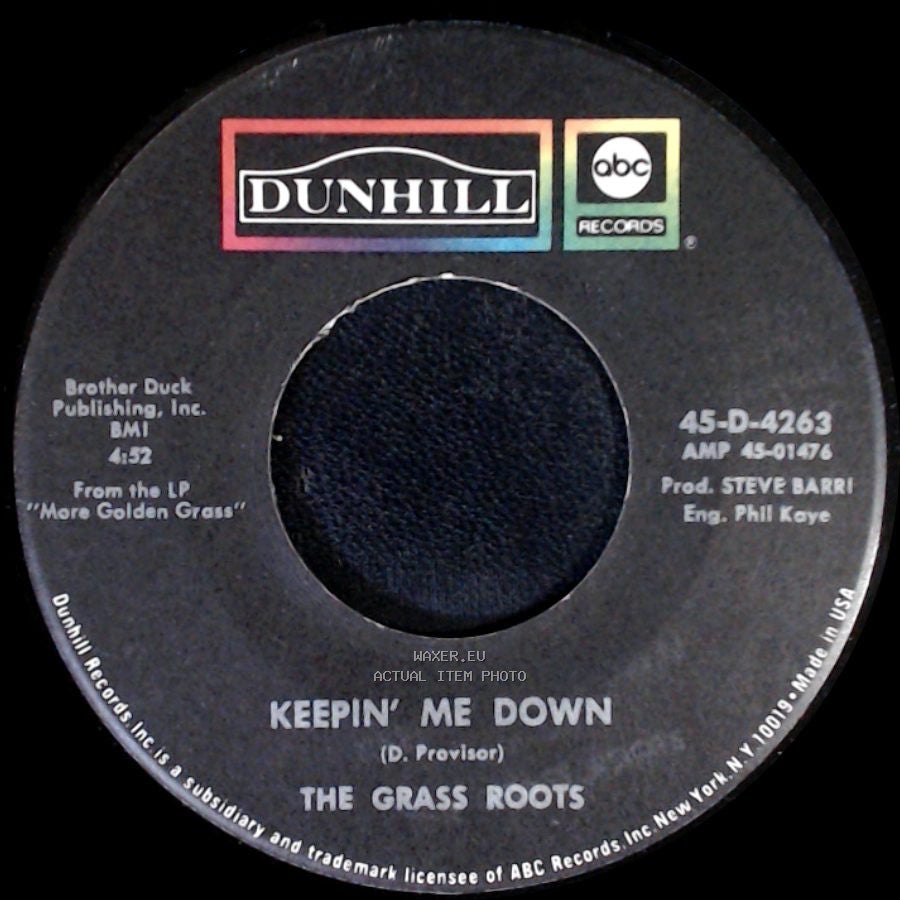The Grass Roots - Keepin' Me Down / Temptation Eyes side A