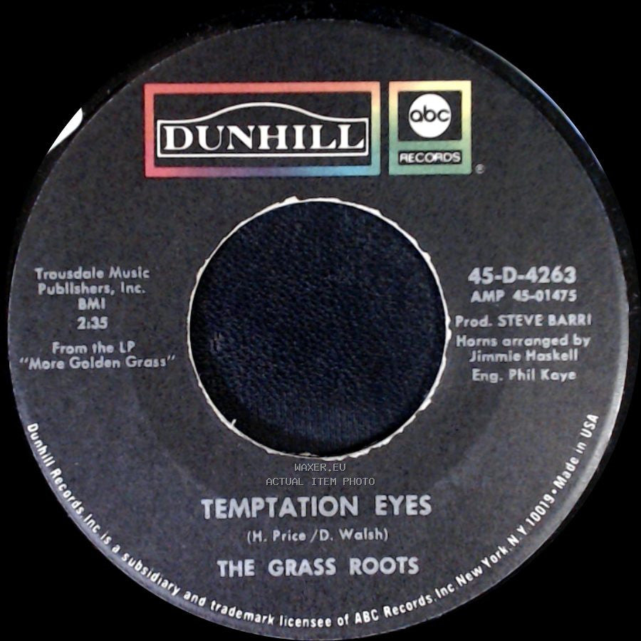 The Grass Roots - Keepin' Me Down / Temptation Eyes side B