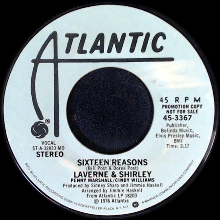 Laverne & Shirley - Chapel Of Love / Sixteen Reasons side B