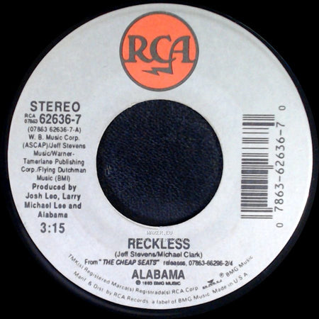Alabama - Clear Water Blues / Reckless side B