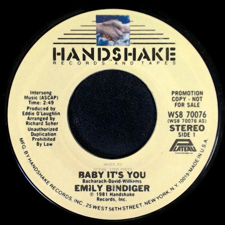 Emily Bindiger - Baby It's You / Baby It's You side B