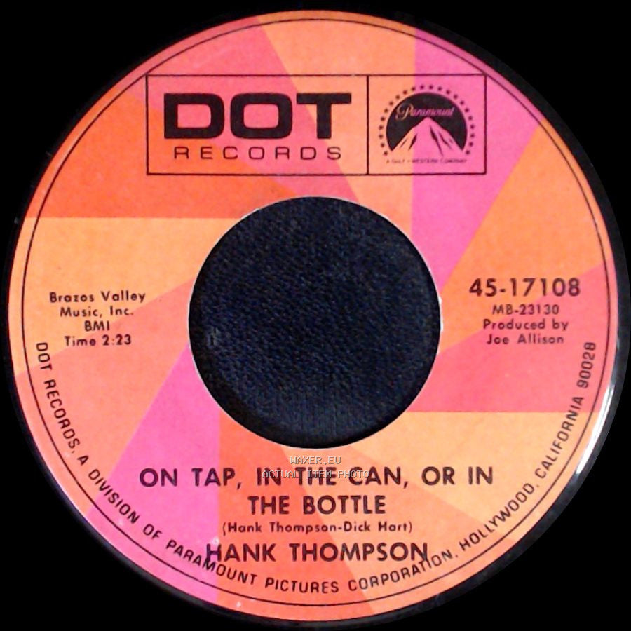 Hank Thompson - If I Lose You Tomorrow / On Tap, In The Can, Or In The Bottle side B