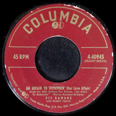 Vic Damone With Percy Faith / Vijay Damone With Percy Faith - An Affair To Remember (Our Love Affair) / In The Eyes Of The World side A