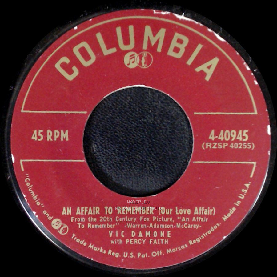 Vic Damone With Percy Faith / Vijay Damone With Percy Faith - An Affair To Remember (Our Love Affair) / In The Eyes Of The World side A