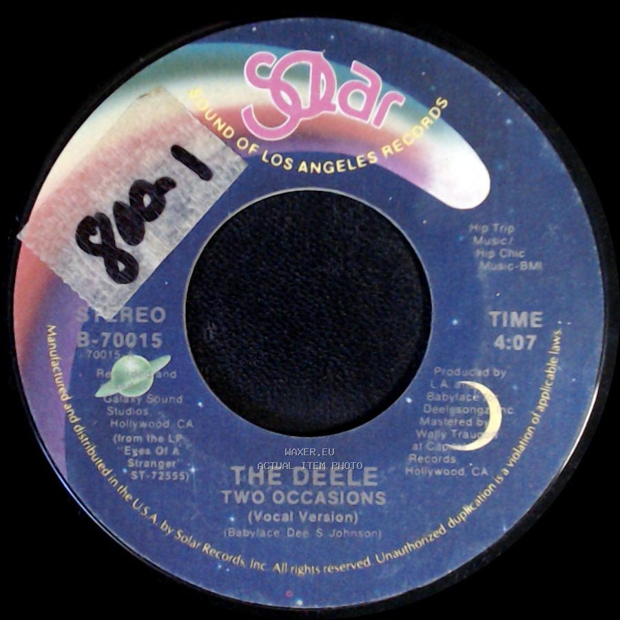 The Deele - Two Occasions (Vocal Version) / Two Occasions (Instr. Version) side A