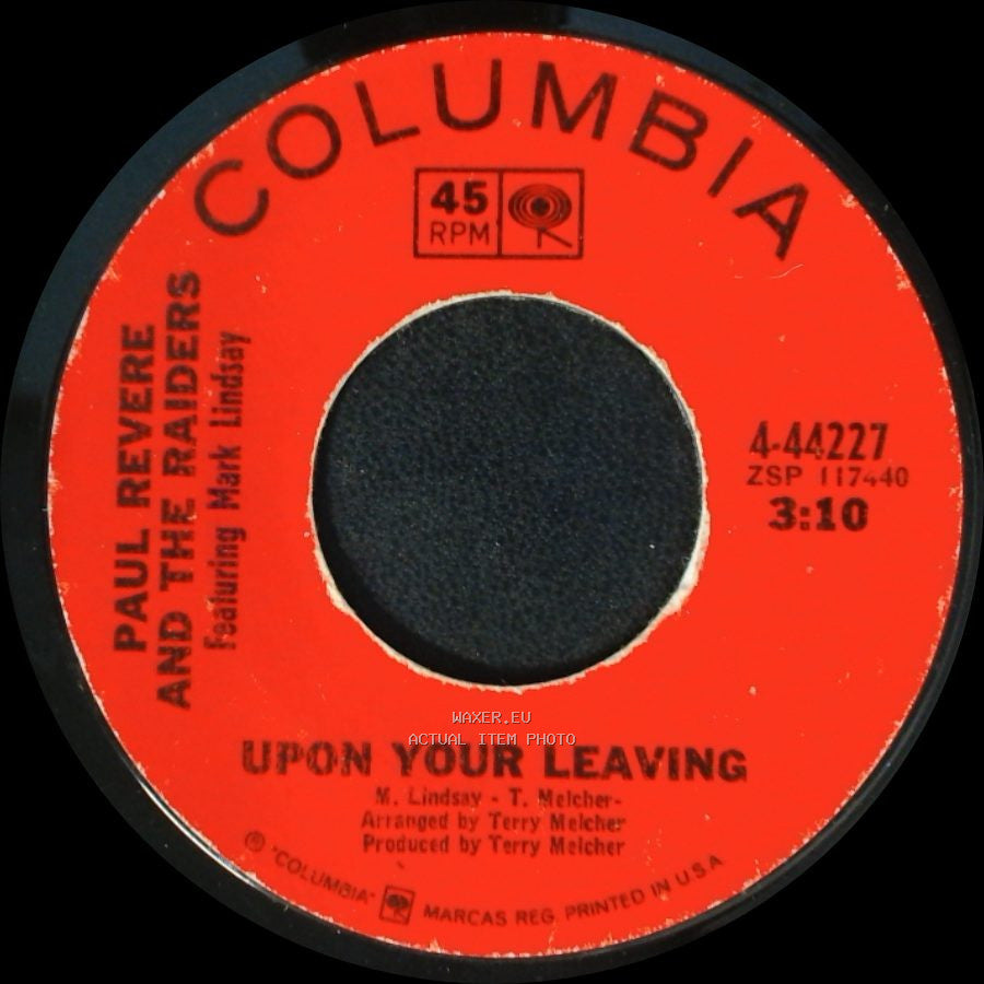 Paul Revere And The Raiders Featuring Mark Lindsay - Upon Your Leaving / I Had A Dream side A