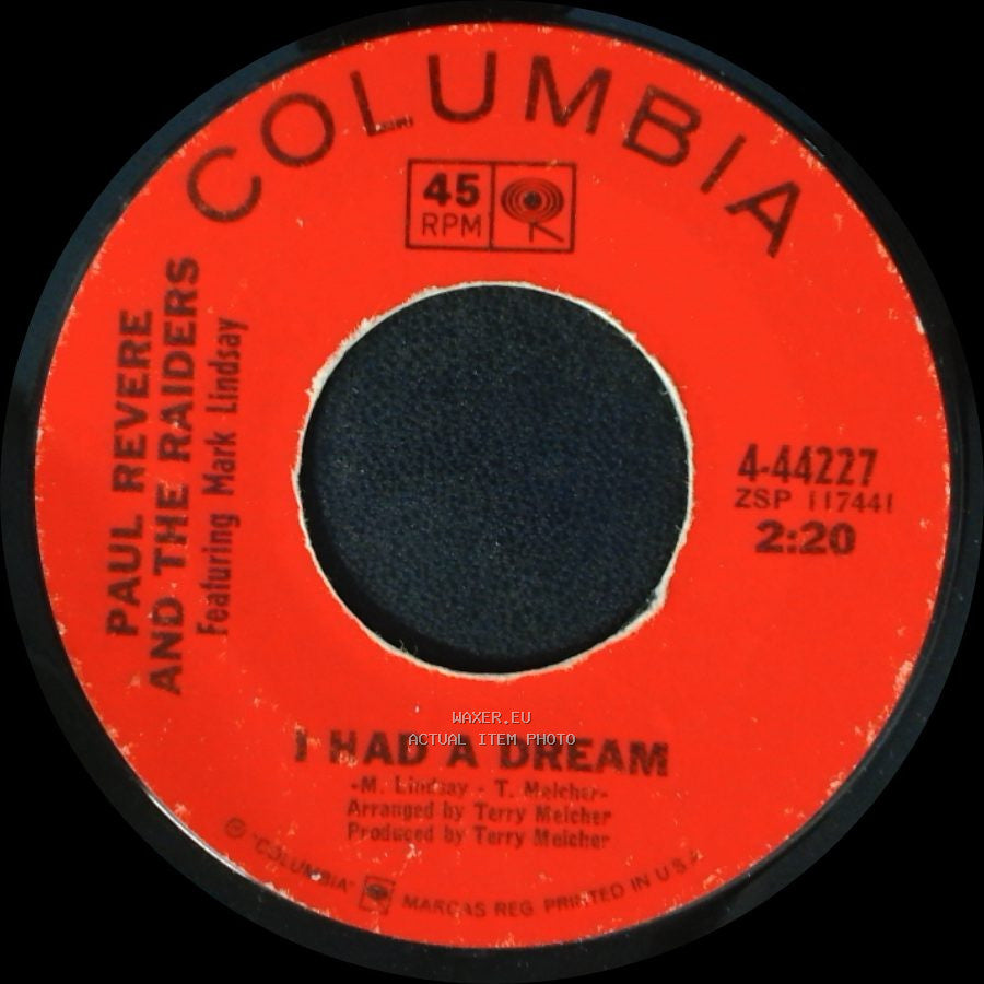 Paul Revere And The Raiders Featuring Mark Lindsay - Upon Your Leaving / I Had A Dream side B