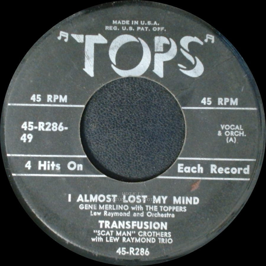Bud Roman With The Toppers / Gene Merlino With The Toppers - Glendora / On The Street Where You Live / I Almost Lost My Mind side B