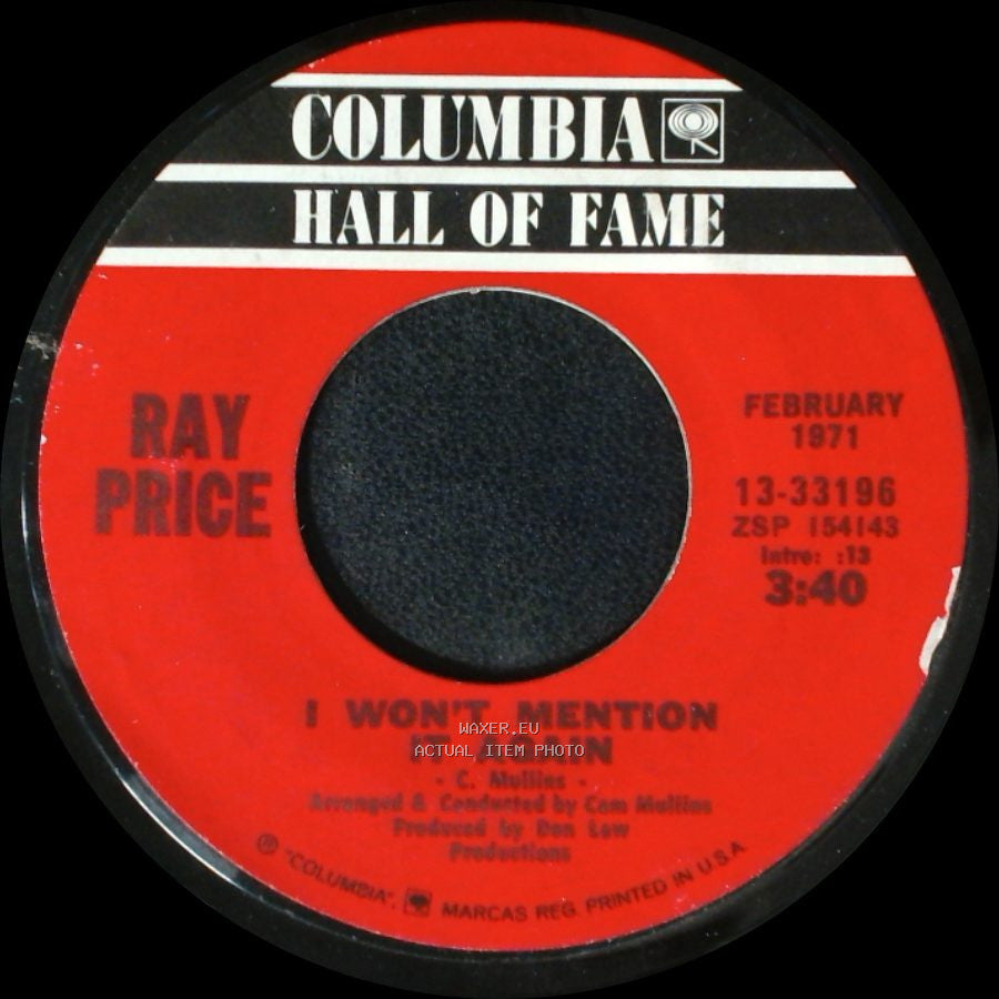 Ray Price - For The Good Times / I Won't Mention It Again side B