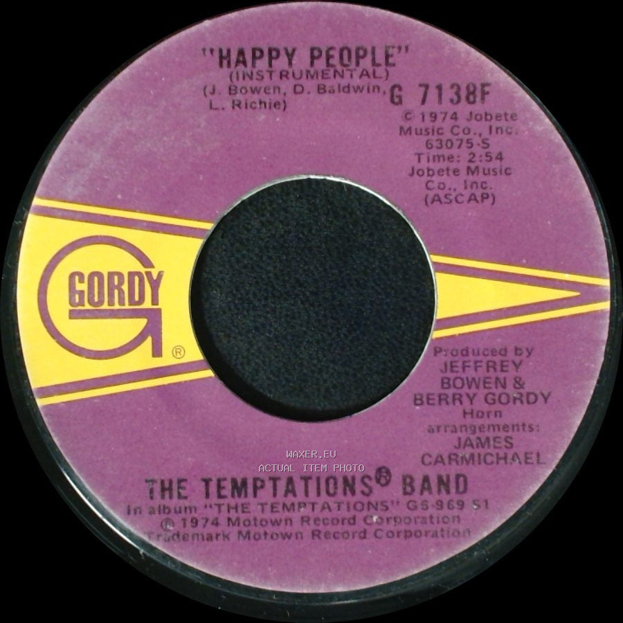 The Temptations / The Temptations Band - Happy People / Happy People (Instrumental) side B