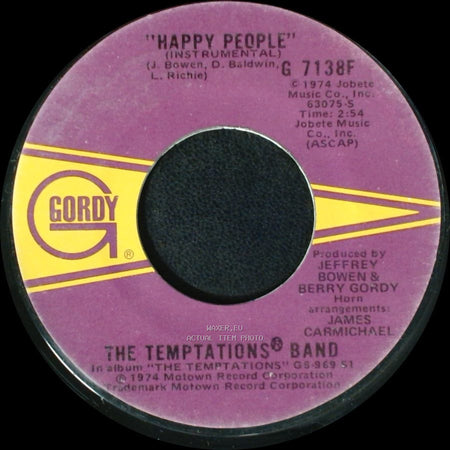 The Temptations / The Temptations Band - Happy People / Happy People (Instrumental) side B
