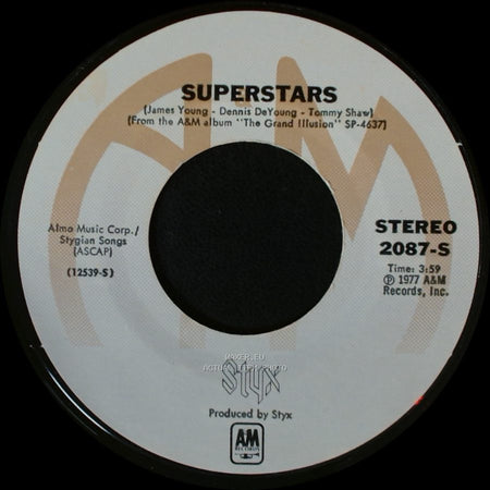 Styx - Superstars / Blue Collar Man (Long Nights) side A