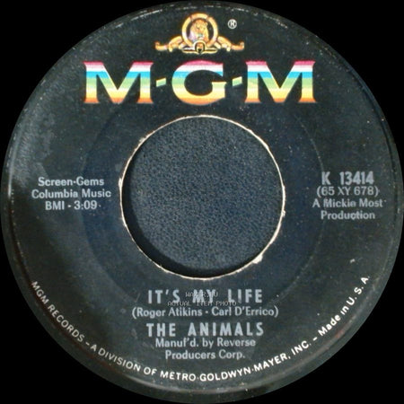 The Animals - It's My Life / I'm Going To Change The World side A