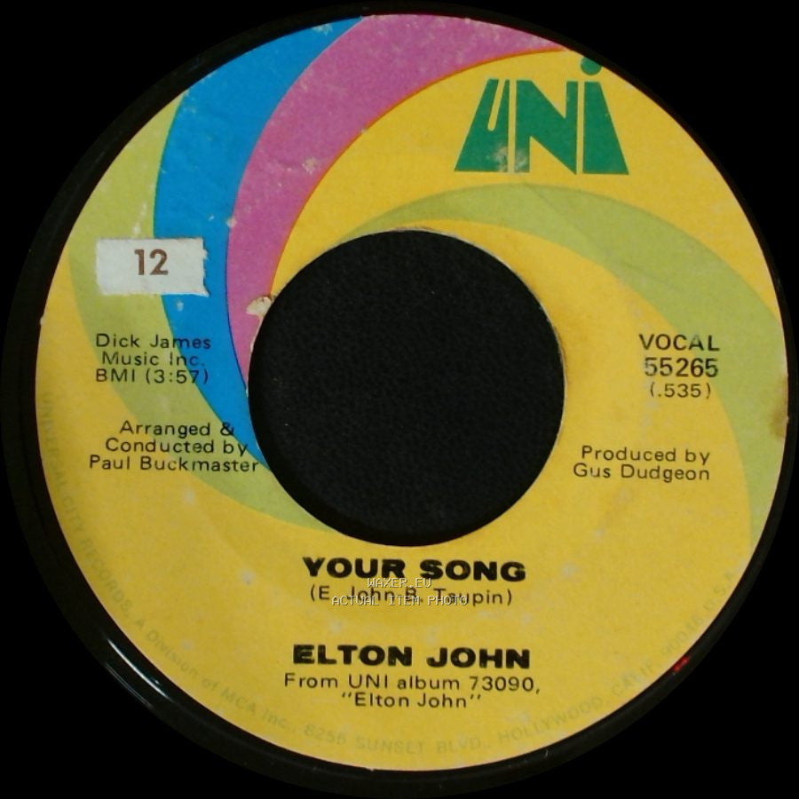Elton John - Your Song / Take Me To The Pilot side A