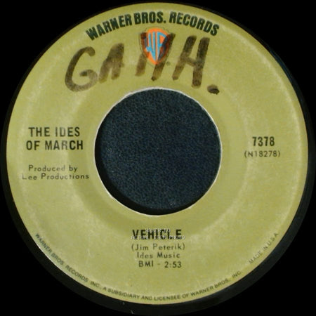 The Ides Of March - Vehicle / Lead Me Home, Gently side A