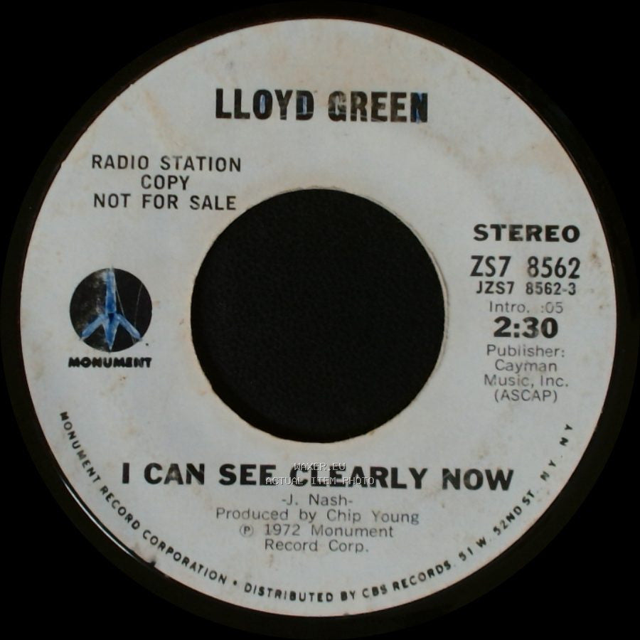 Lloyd Green - I Can See Clearly Now / I Can See Clearly Now side B