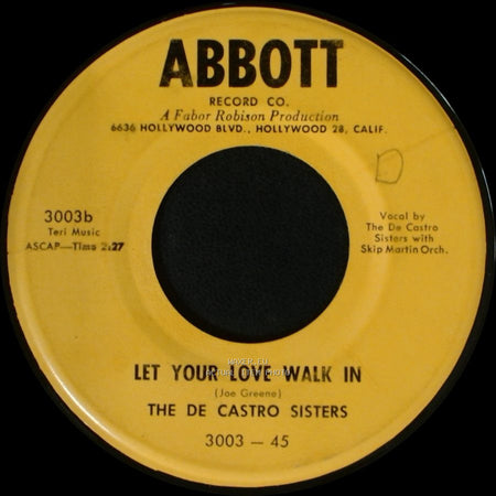 The De Castro Sisters - Boom Boom Boomerang / Let Your Love Walk In side B