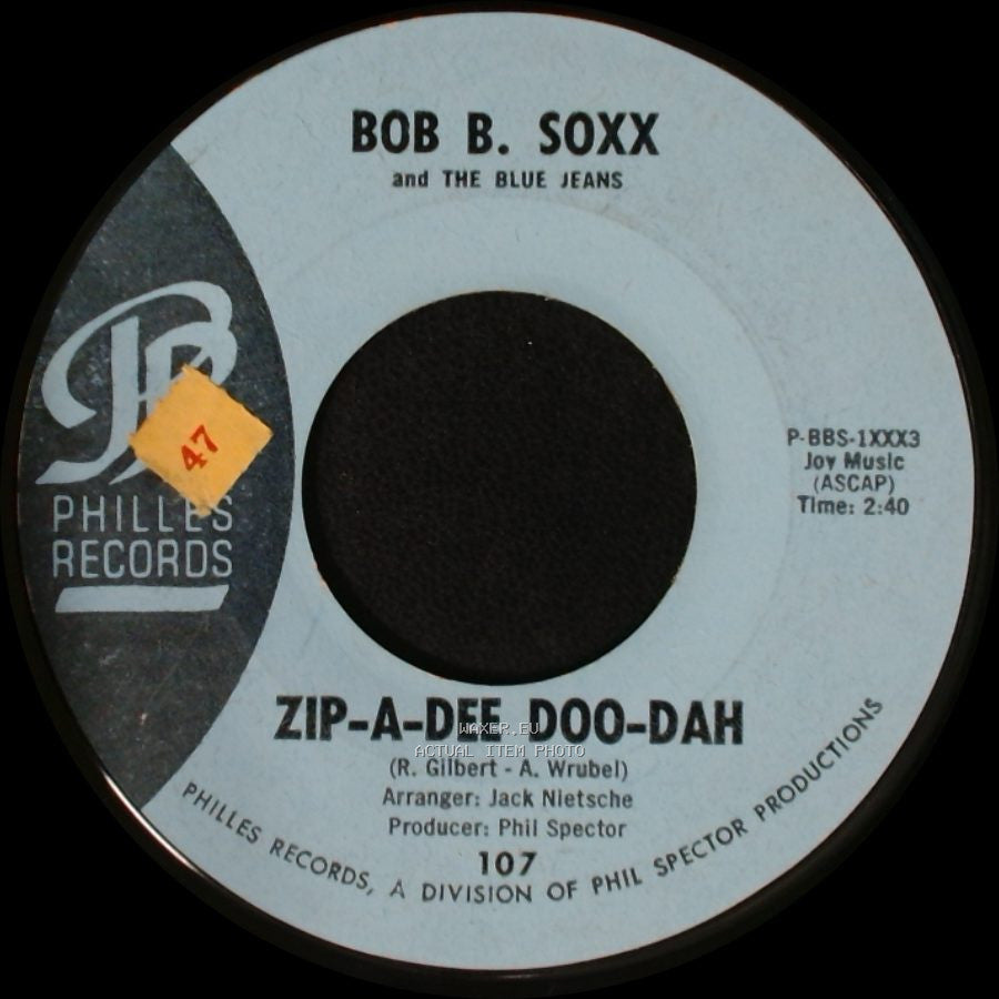 Bob B. Soxx And The Blue Jeans - Flip And Nitty / Zip-A-Dee Doo-Dah side B
