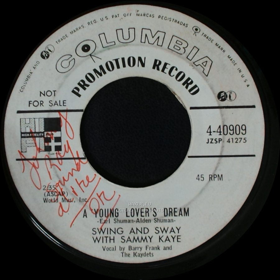 Swing And Sway With Sammy Kaye - Wat A Satiday Night / A Young Lover's Dream side B