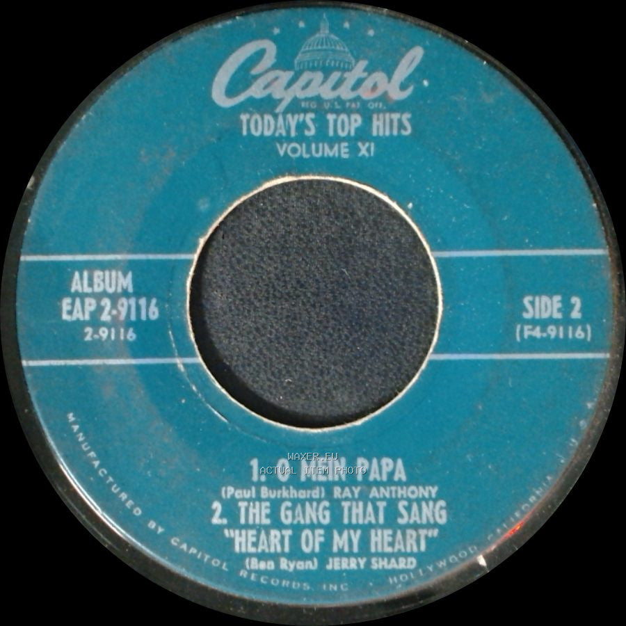 Ray Anthony - 1. Changing Partners, 2. Off Shore / O Mein Papa / The Gang That Sang 'heart Of My Heart' side B