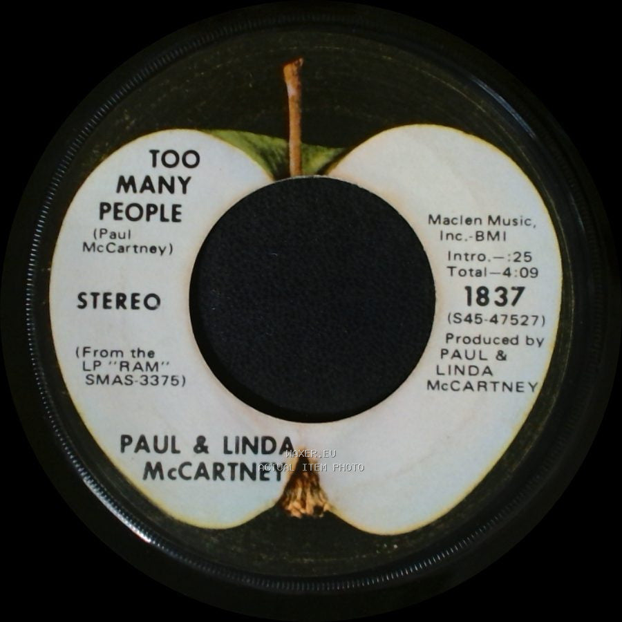 Paul & Linda Mccartney - Too Many People / Uncle Albert / Admiral Halsey side B
